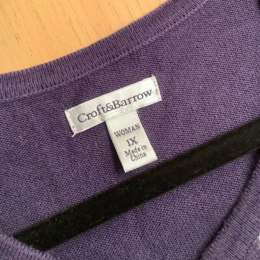 GREAT PURPLE AND WHITE BUTTON DOWN 1X SWEATER - Picture 3 of 6